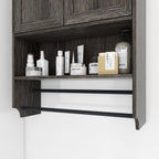 Bathroom Wall Cabinet with Adjustable Shelf, Towel Bar and Paper Holder - Grey