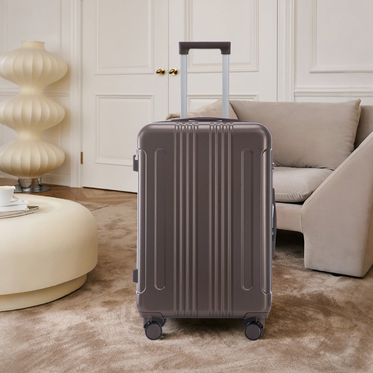 3 Piece ABS Spinner Wheel Luggage Set with Spinner Wheels - Brown