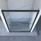 Double Sliding Shower Door with Tempered Glass - Matte Black