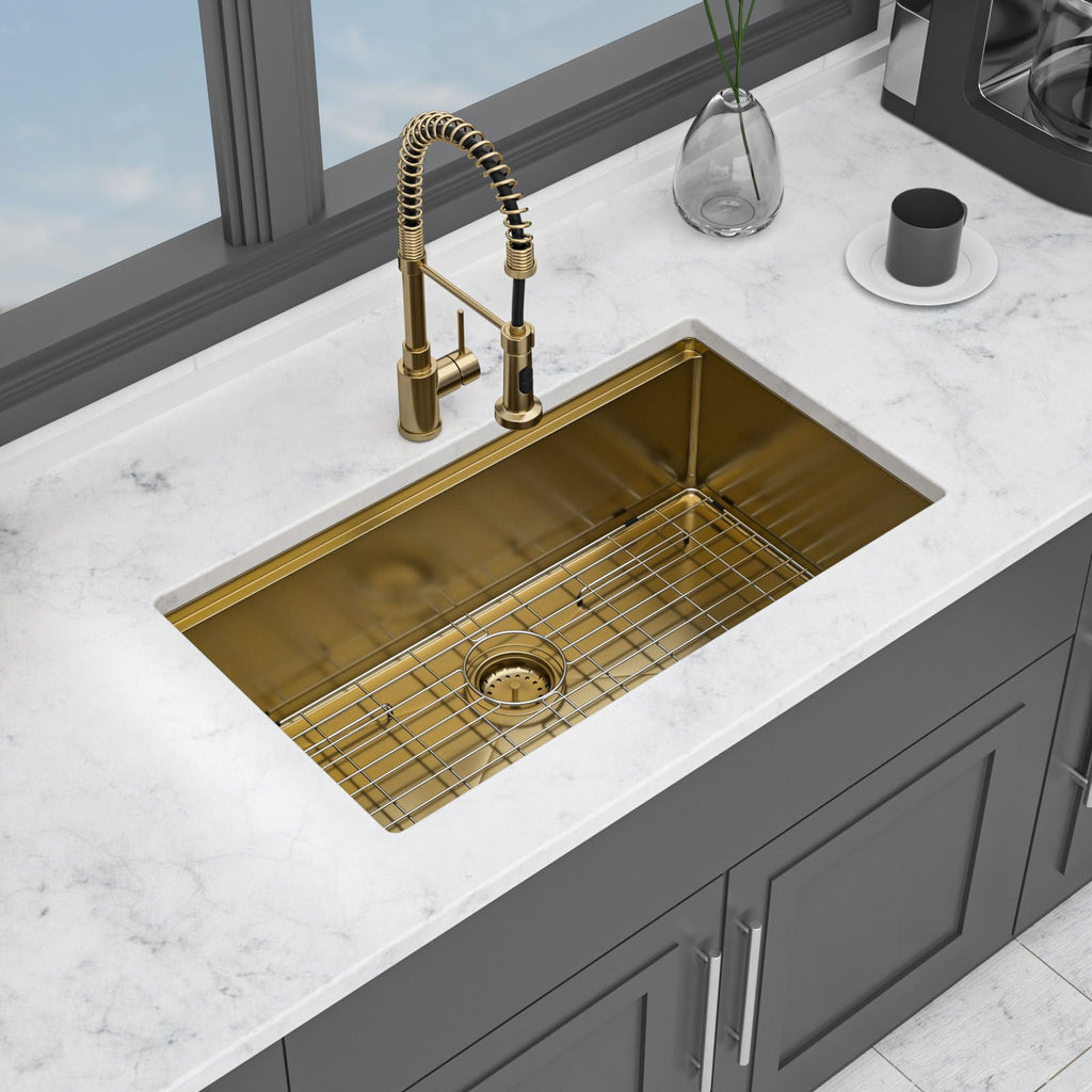 Stainless Steel Undermount Kitchen Sink with Workstation - Gold