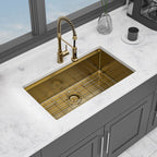 Stainless Steel Undermount Kitchen Sink with Workstation - Gold