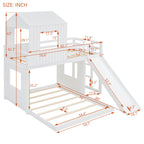 Loft Bunk Bed With Playhouse, Slide, and Guardrails - Twin Over Full