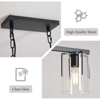 Adjustable Pendant Lighting with Clear Glass Shade - Black or Gold
