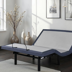 Queen Adjustable Bed Base with Vibration Modes and USB Ports - Steel Finish