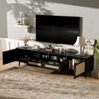 TV Stand Media Console with Cable Management - Light Brown or Black