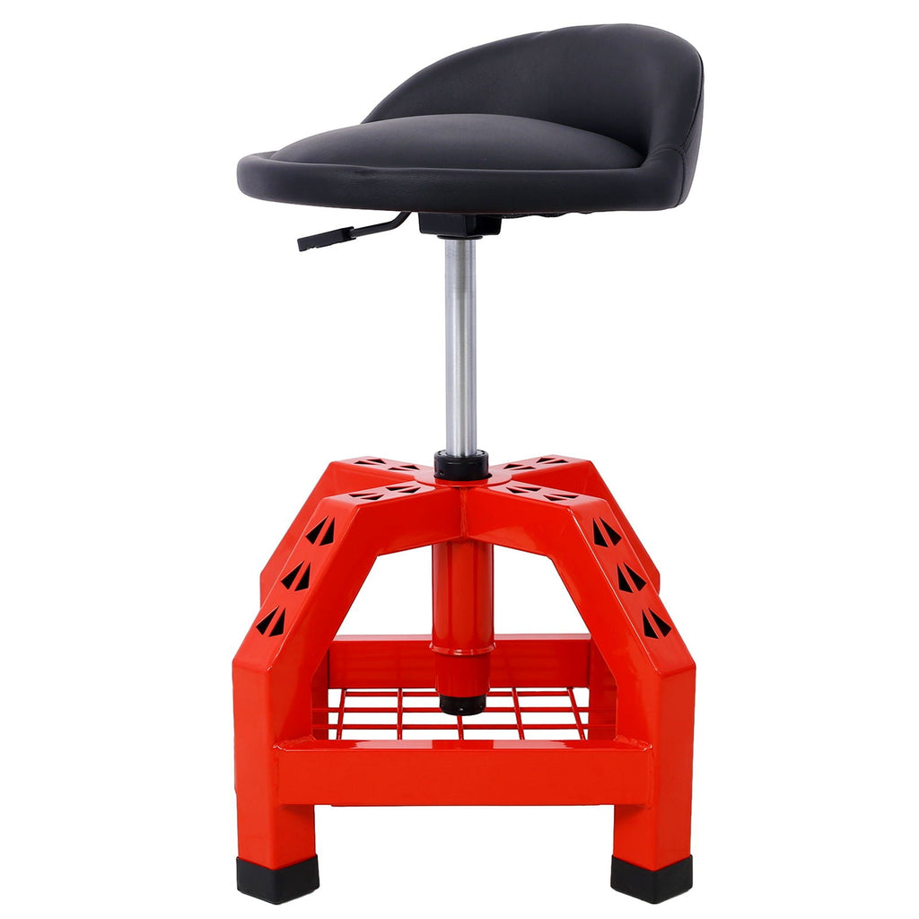 Pneumatic 360 Degree Swivel Creeper Stool with Adjustable Height - Red, Yellow, Green, Dark Gray