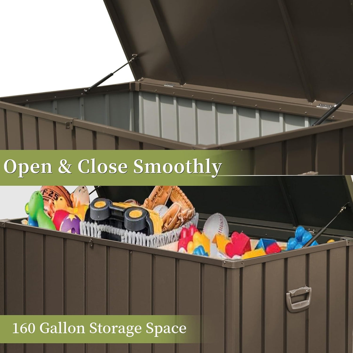 160 Gallon Outdoor Storage Deck Box with Waterproof Design - Dark Brown