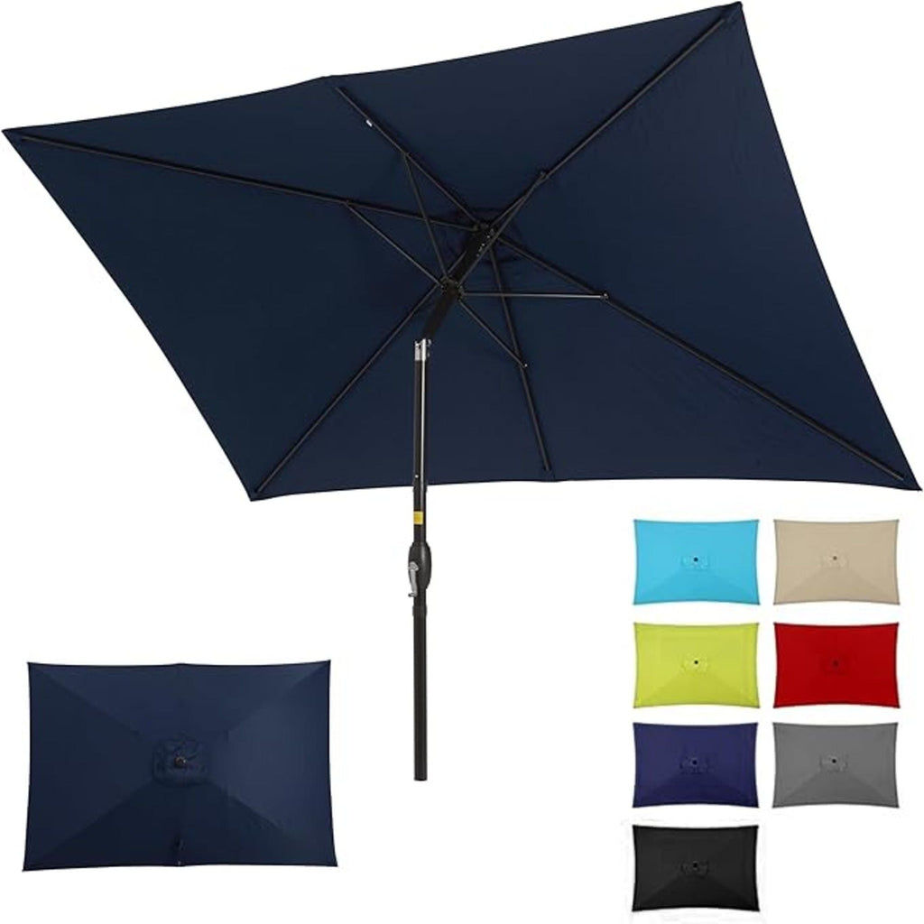 Rectangular Patio Umbrella with Crank Tilt - UV-Resistant Canopy