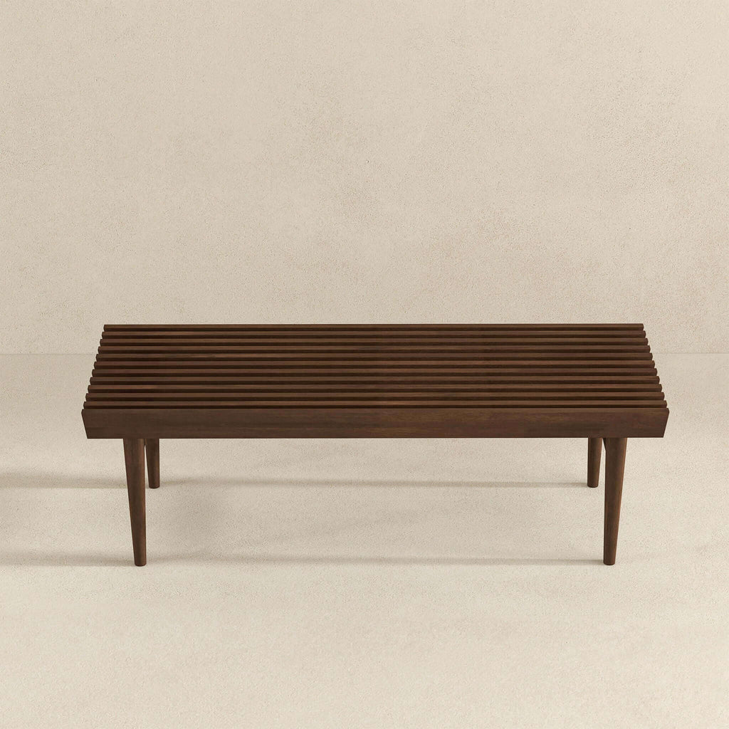 Dark Brown Wood Accent Bench with Solid Wood Frame - Mia