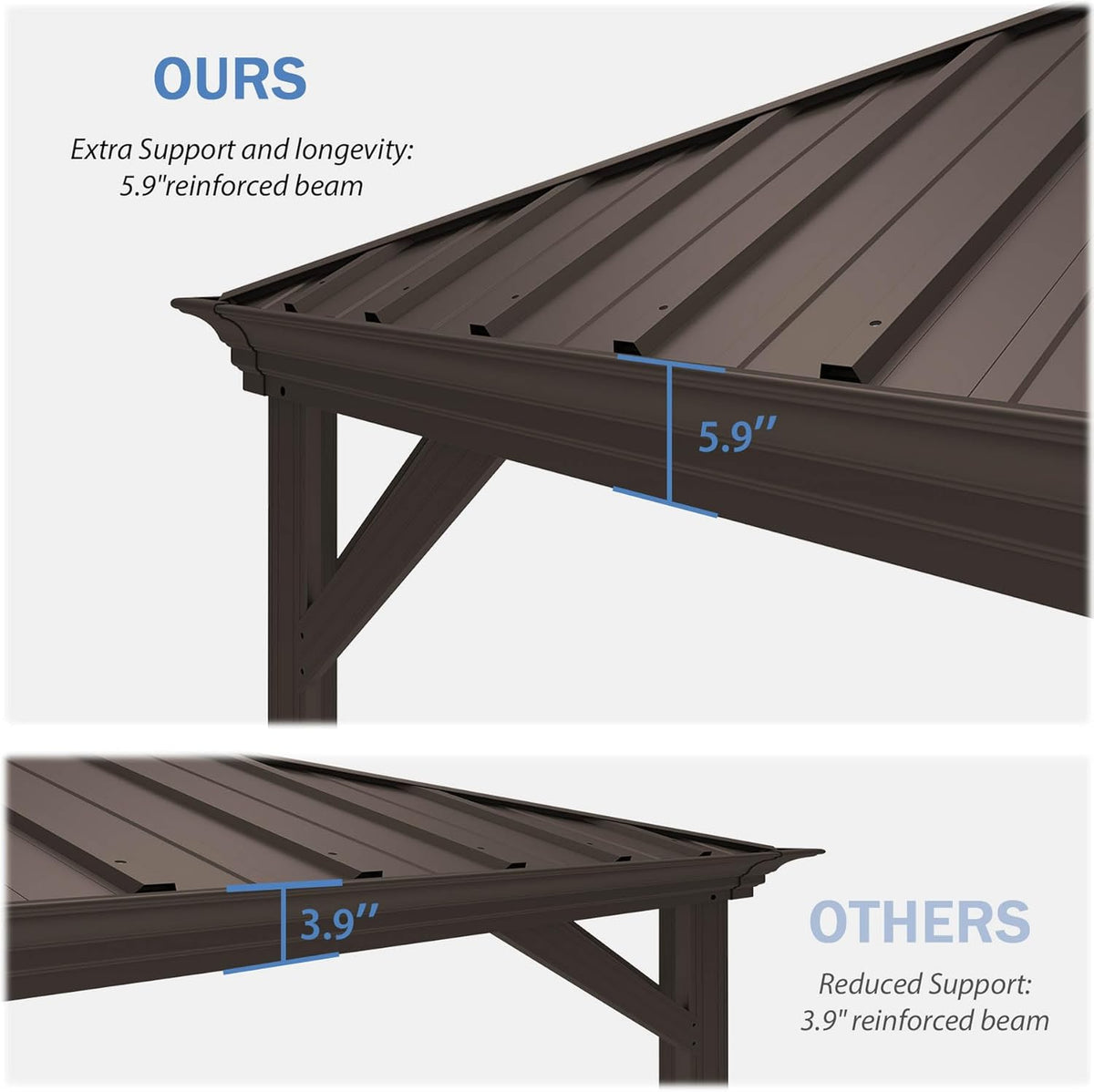 12x24FT Steel Outdoor Gazebo with Double Roof - Metal