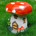 13.4" Mushroom House Garden Stool