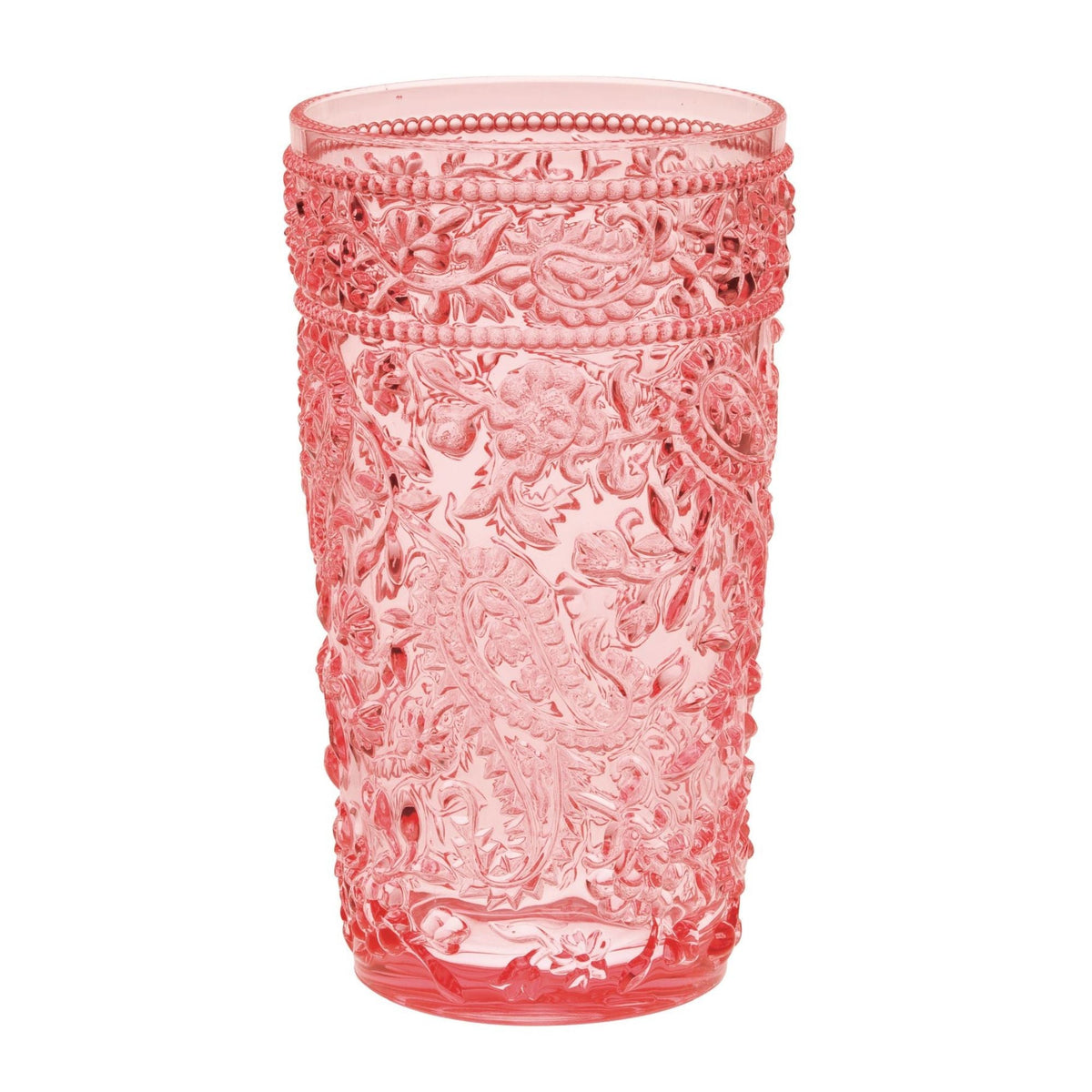 Paisley Style Acrylic Hi Ball Glasses with Shatterproof Design - White or Pink