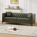 83" Tech Fabric Sofa with Metal Legs, 3 Seater Modern Upholstered Sofa - Green