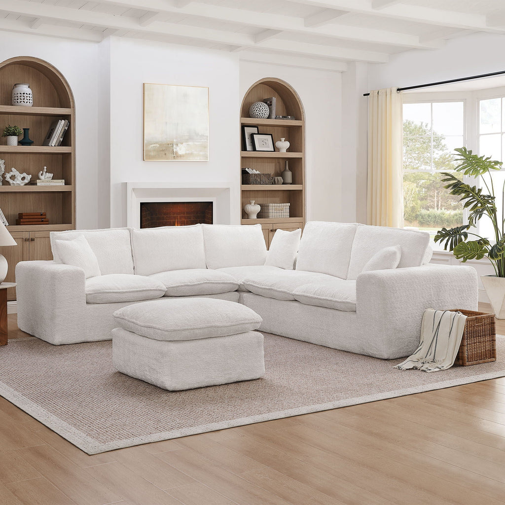 Sectional Sofa with Moveable Ottoman and Modular Design - Multiple Colors