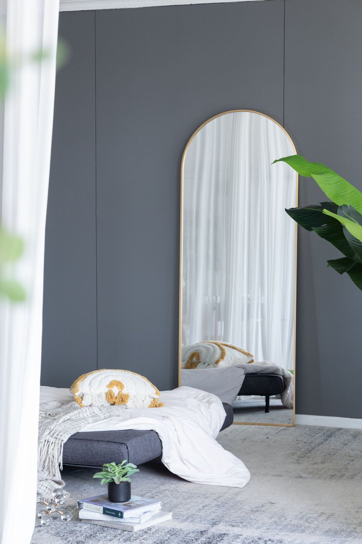 Celine Arch Body Mirror with Slim Frame - Black or Gold