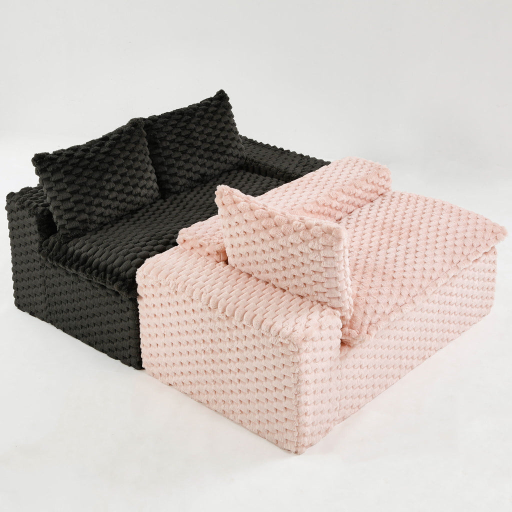 Multifunctional 4-Seater Stationary Sofa with Adjustable Layout - Pink & Black