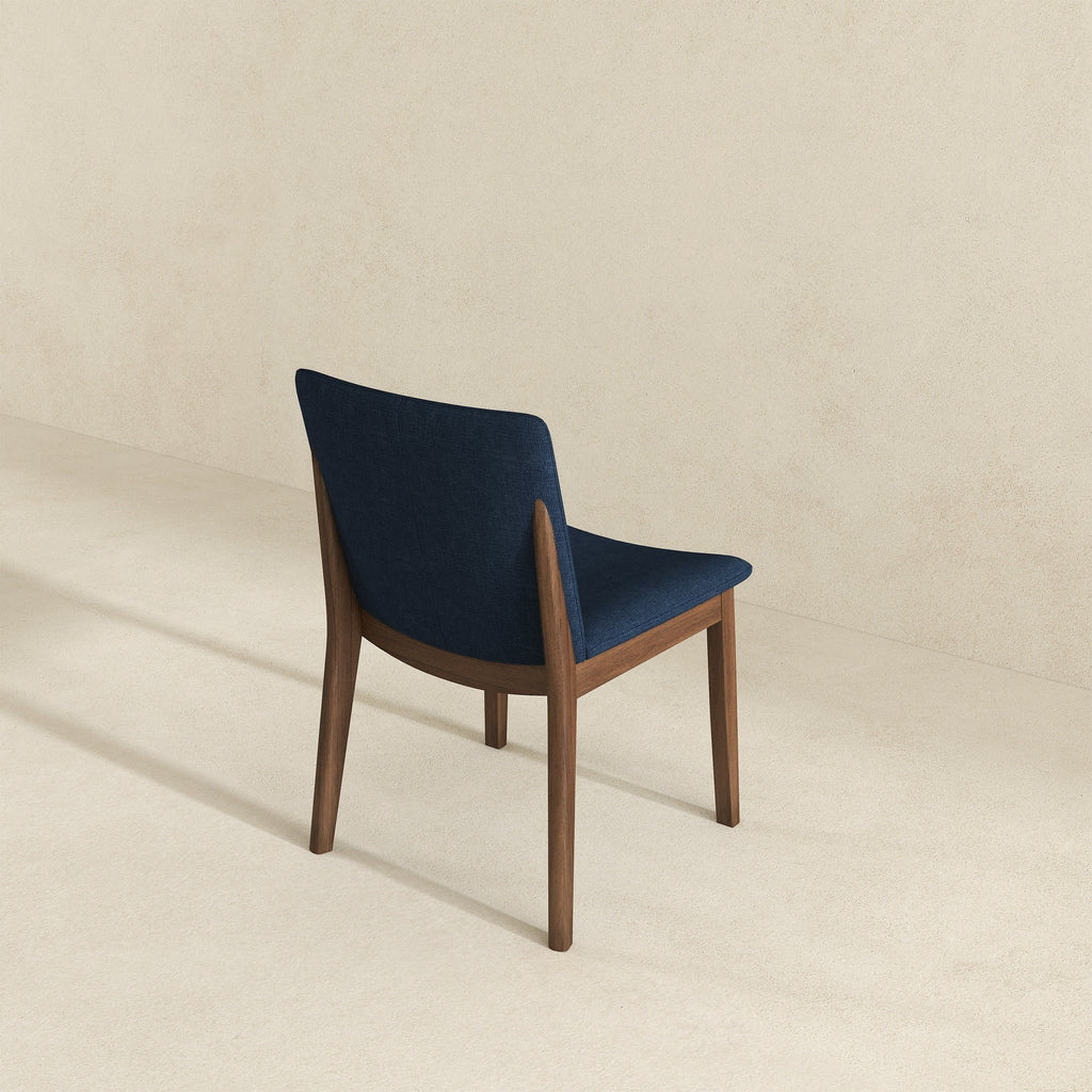 Mid-Century Modern Solid Wood Dining Chair Set with Fabric Upholstery - Multiple Colors