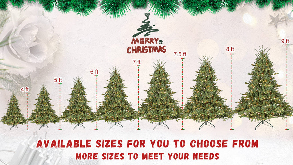 Full-Bodied Pre-Lit Evergreen Christmas Tree with 350 Warm White Lights - Green