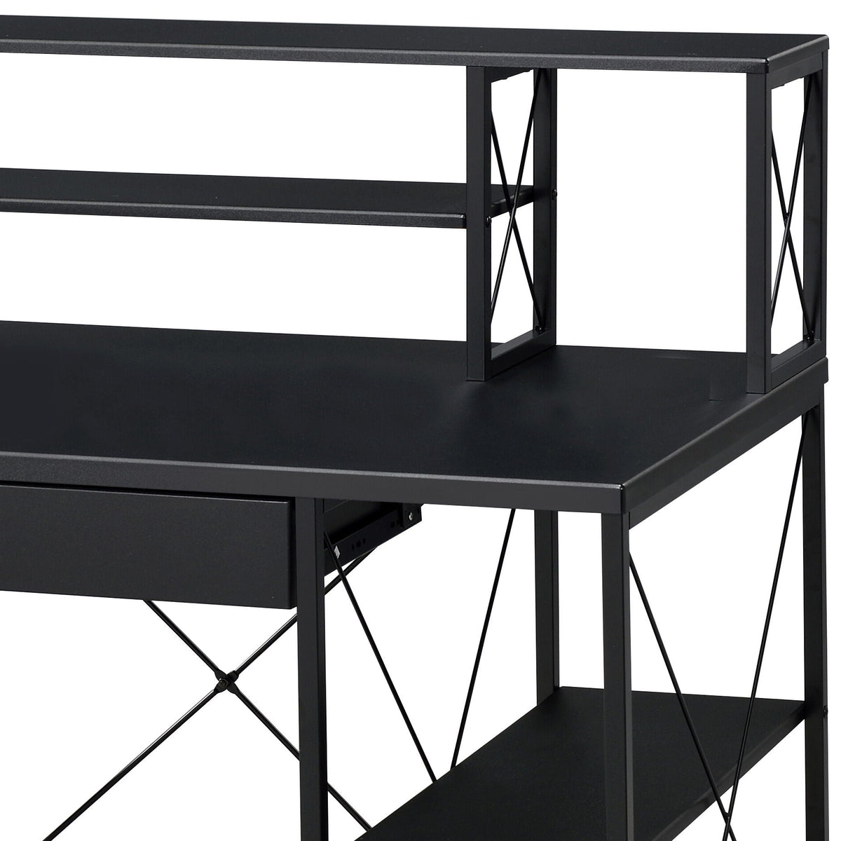 Amiel All Purpose Writing Desk with Storage - Black, Dark Gray, or White