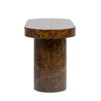 Oval Computer Desk with Single Drawer - Burl Wood Veneer, Light or Dark Brown