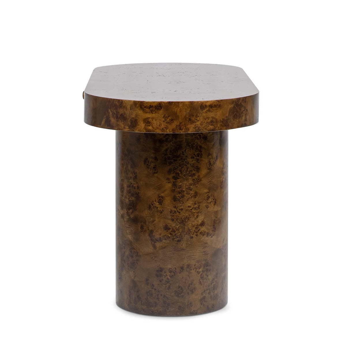Oval Computer Desk with Single Drawer - Burl Wood Veneer, Light or Dark Brown