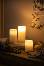 LED Candles With Remote Timer - Set of 3, Paraffin Wax - White