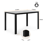 Black Dining Table with Tempered Glass Top and Metal Frame