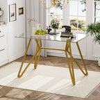 Modern Glass Dining Table with Metal Legs - Gold