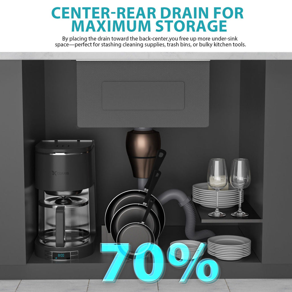 Gray Undermount Steel Kitchen Sink with Deep Single Bowl Basin