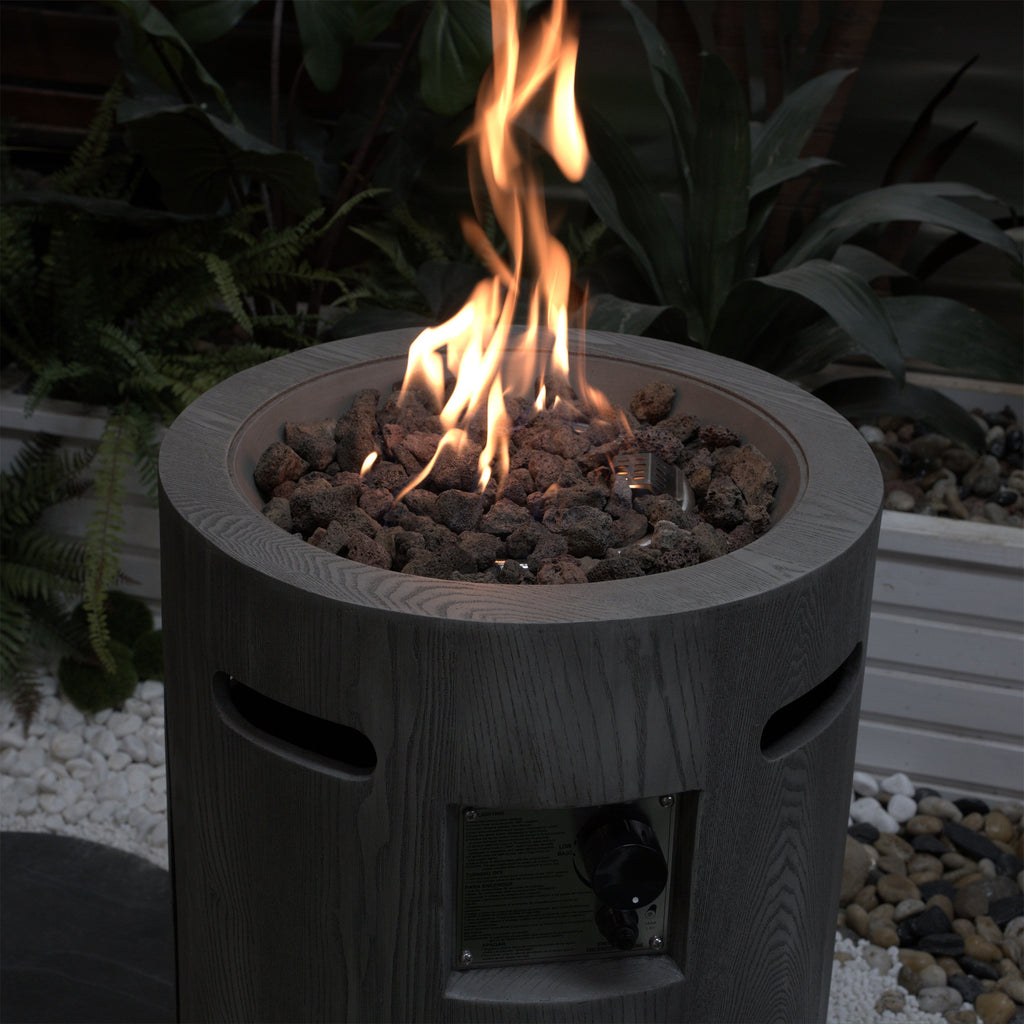 32000 BTU Round Outdoor Gas Fire Pit with Lava Stones and Cover