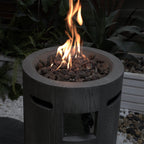 32000 BTU Round Outdoor Gas Fire Pit with Lava Stones and Cover