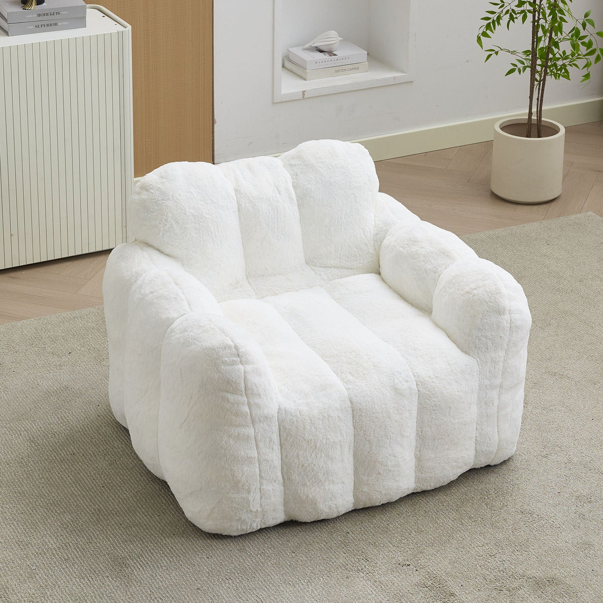 Lotus Style Compression Sofa Bean Bag with Ergonomic Design - White or Pink