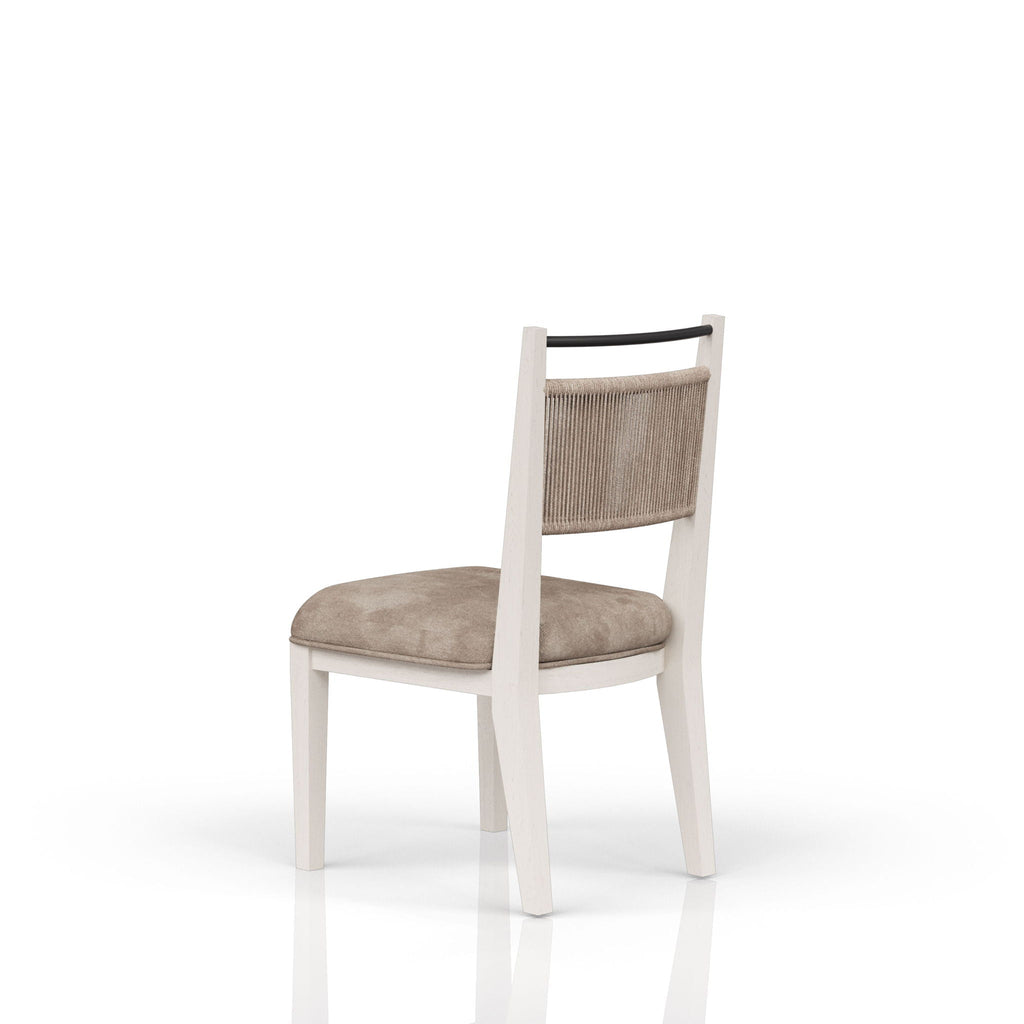 Rope Back Dining Chair with Solid Wood Frame - Beige / Carmel