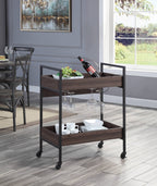 Jerrick Kitchen Island & Serving Cart with Metal Frame and Wood Top - Multi-Color