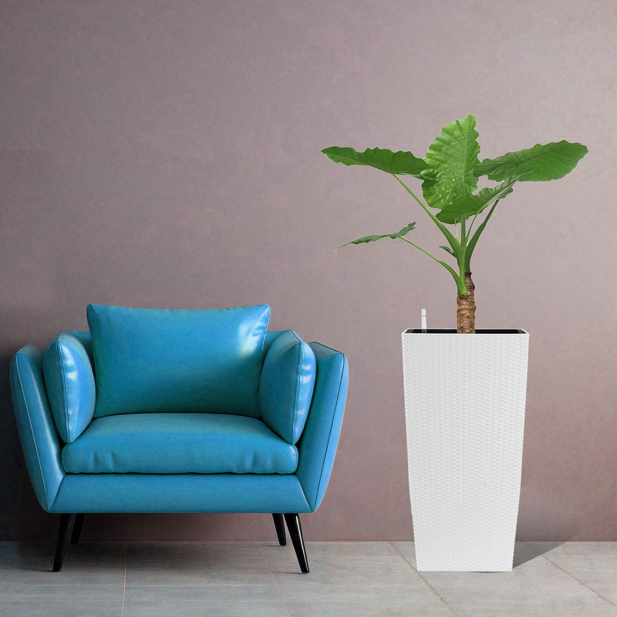 Indoor Outdoor Planter with Automatic Watering System - Dark Brown, Black, or White