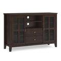 Tall TV Media Stand with Adjustable Storage - Dark Chestnut Brown