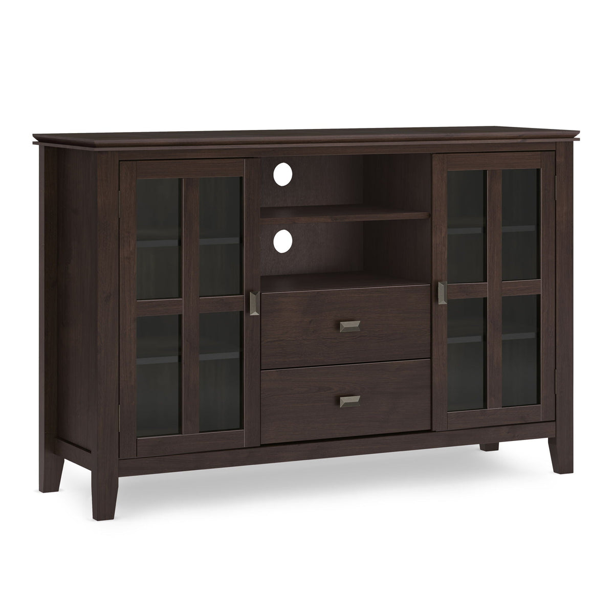 Tall TV Media Stand with Adjustable Storage - Dark Chestnut Brown