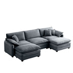 Oversized Modular Cushioned Sofa with Conversible Ottoman - Corduroy