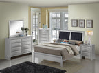 Padded Headboard Upholstered Bed with Supportive Hardwood Frame – Pearl Silver