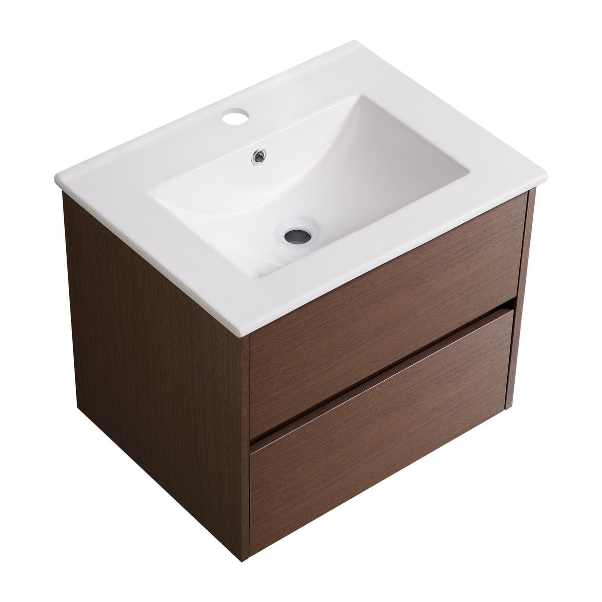 Wall Mounted Floating Bathroom Vanity with Sink and Cabinet - Dark Brown