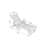 HDPE Outdoor Chaise Lounge Chair with Adjustable Backrest - Wood Texture