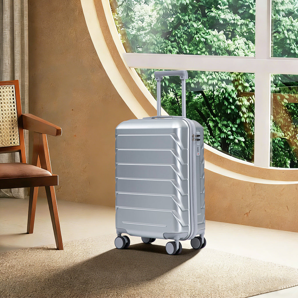 20 Inch ABS Hard Shell Luggage with Spinner Wheels - Silver