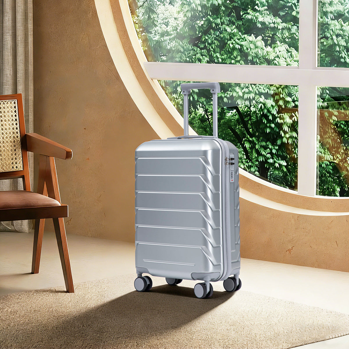 20 Inch ABS Hard Shell Luggage with Spinner Wheels - Silver