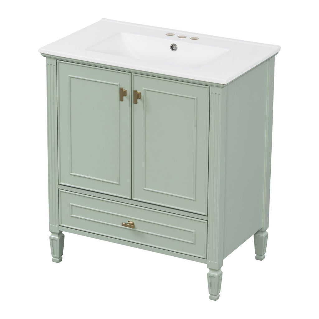 Freestanding Vanity with Drawer & Soft Close Doors - Green or White