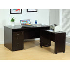Wood Printer Mobile Stand Computer Desk with Locking Wheels - Dark Brown, Dark Gray, White