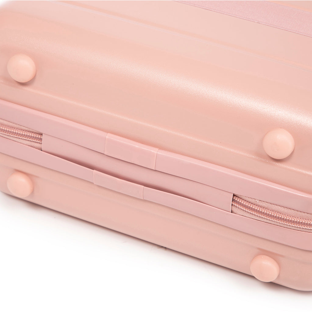 ABS 2-Piece Luggage Set with Spinner Wheels and Combination Lock - Pink