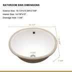 Ceramic Oval Undermount Bathroom Sink with Overflow - White