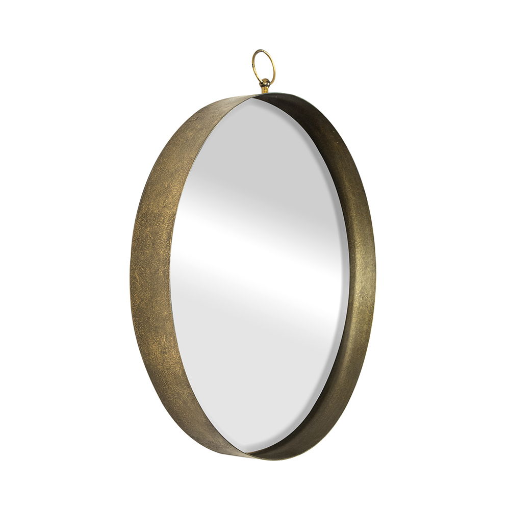 Round Mirror with Iron Frame - Gray