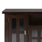 Tobacco Brown TV Stand with Tempered Glass Doors - Solid Wood
