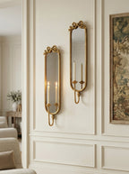 Set of 2 Wall Mirrors with Glass and Metal Frame